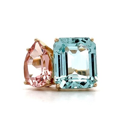 Aquamarine & Morganite Statement Ring in 14k Yellow Gold