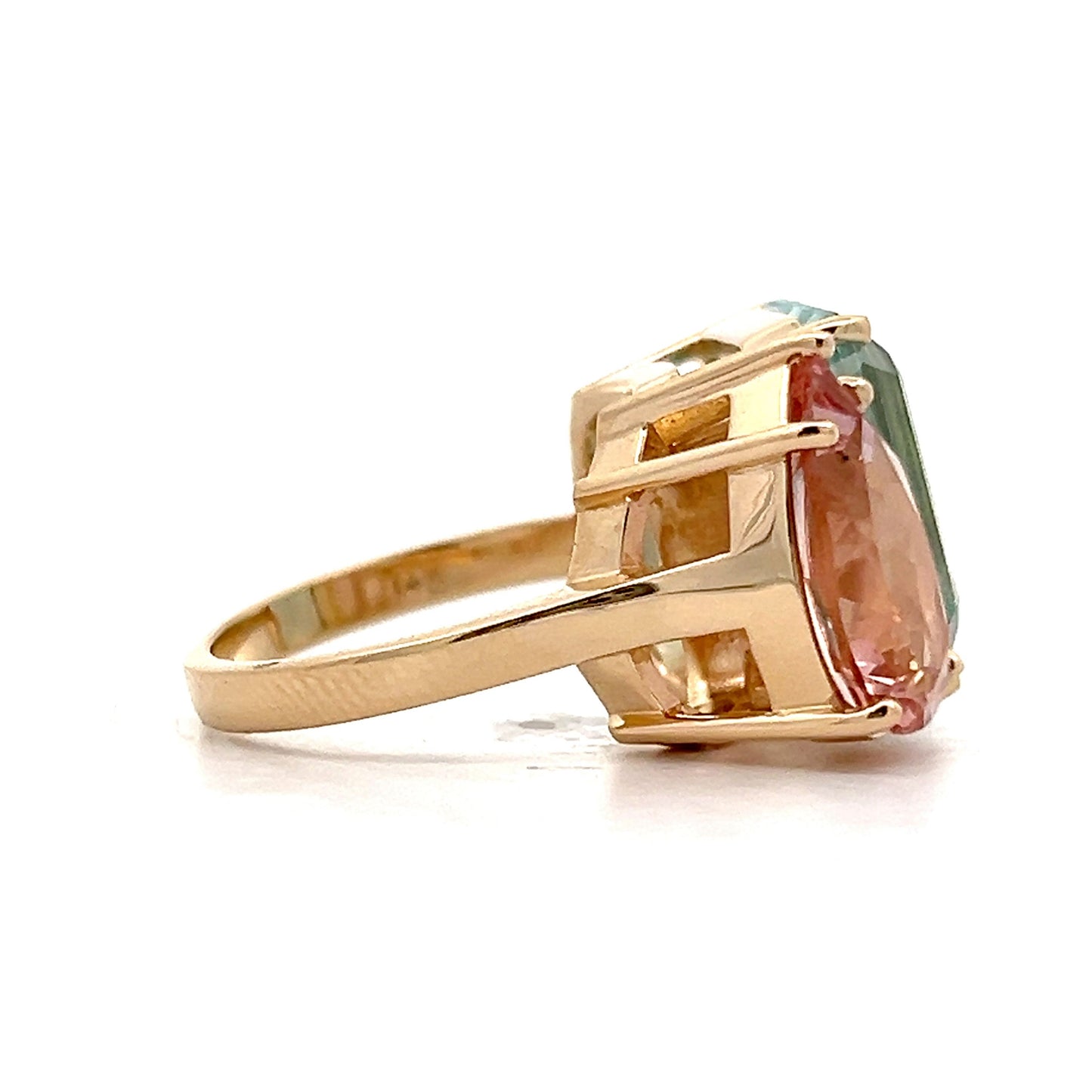 Aquamarine & Morganite Statement Ring in 14k Yellow Gold