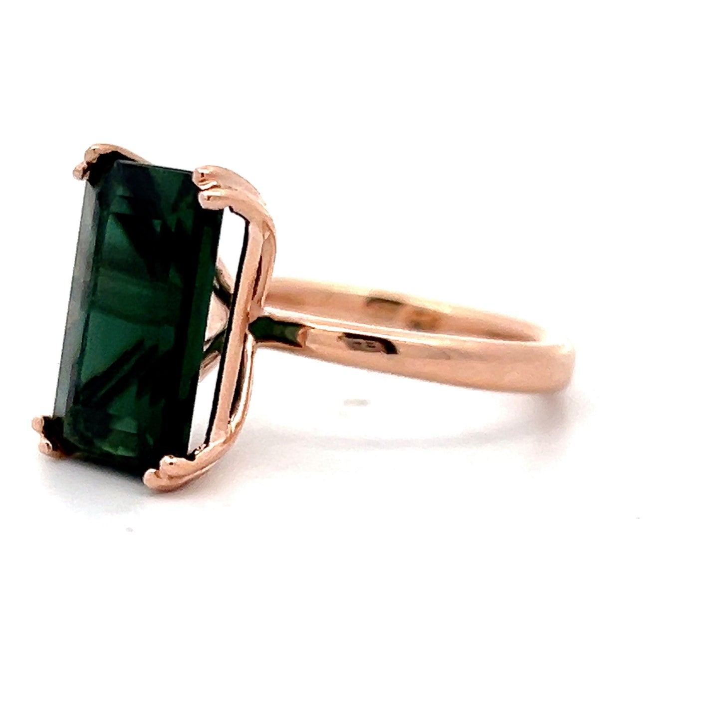 6.01 Emerald Cut Green Tourmaline Cocktail Ring in 14k Rose Gold