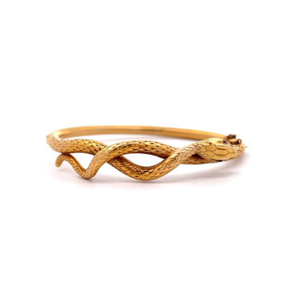 Victorian Snake Bangle Bracelet in 14k Yellow Gold