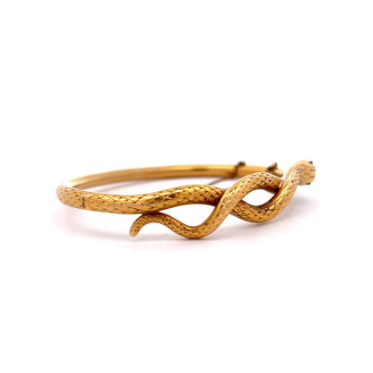 Victorian Snake Bangle Bracelet in 14k Yellow Gold