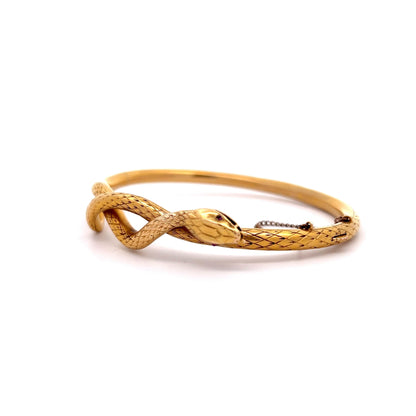 Victorian Snake Bangle Bracelet in 14k Yellow Gold