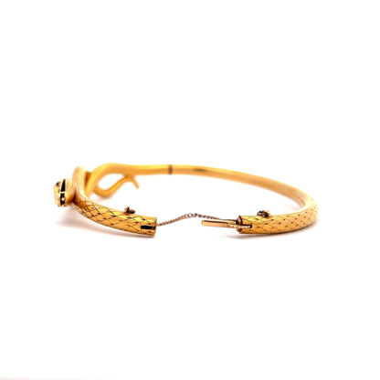 Victorian Snake Bangle Bracelet in 14k Yellow Gold