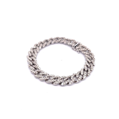 7.25 Cuban Link Diamond Bracelet in 14k White Gold