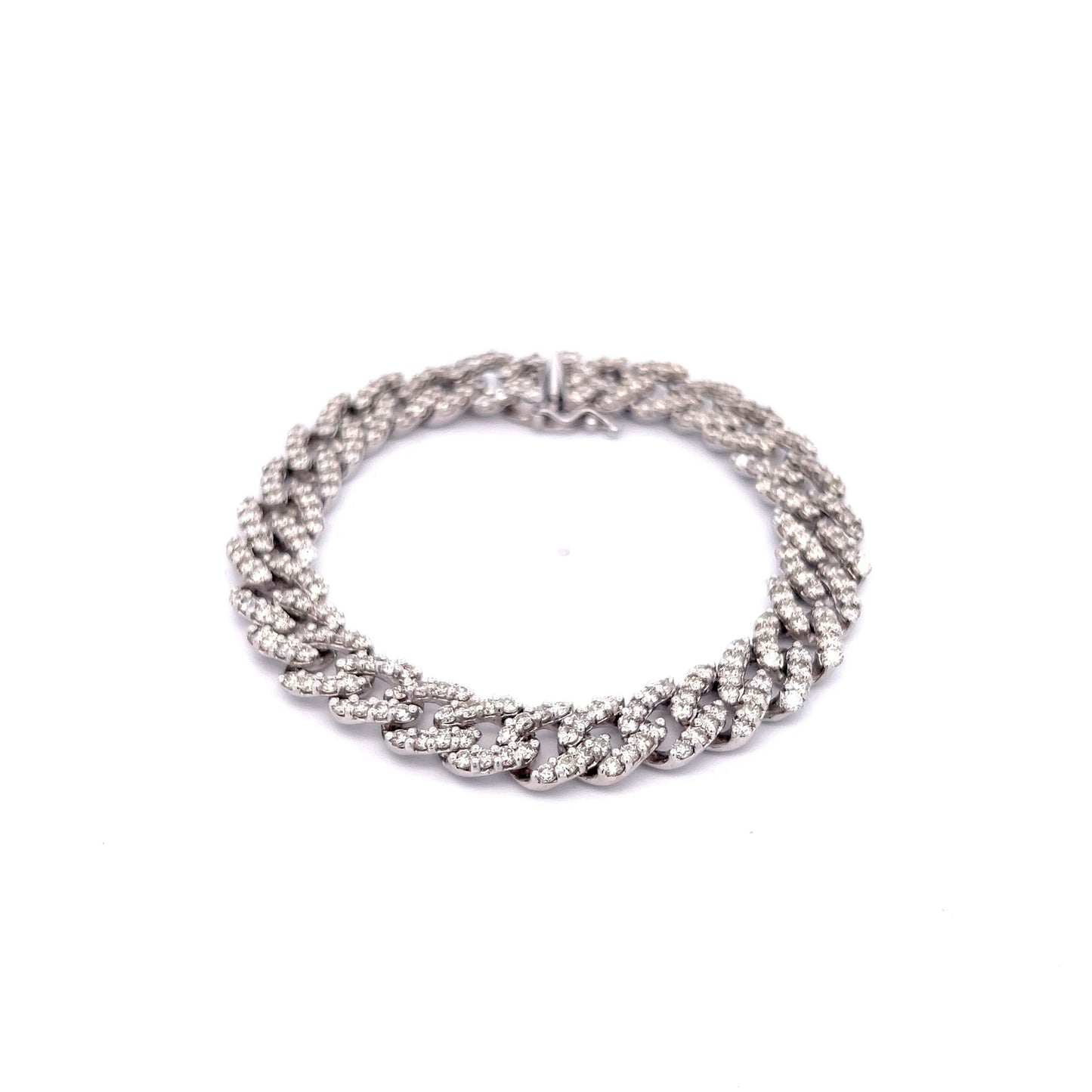 7.25 Cuban Link Diamond Bracelet in 14k White Gold