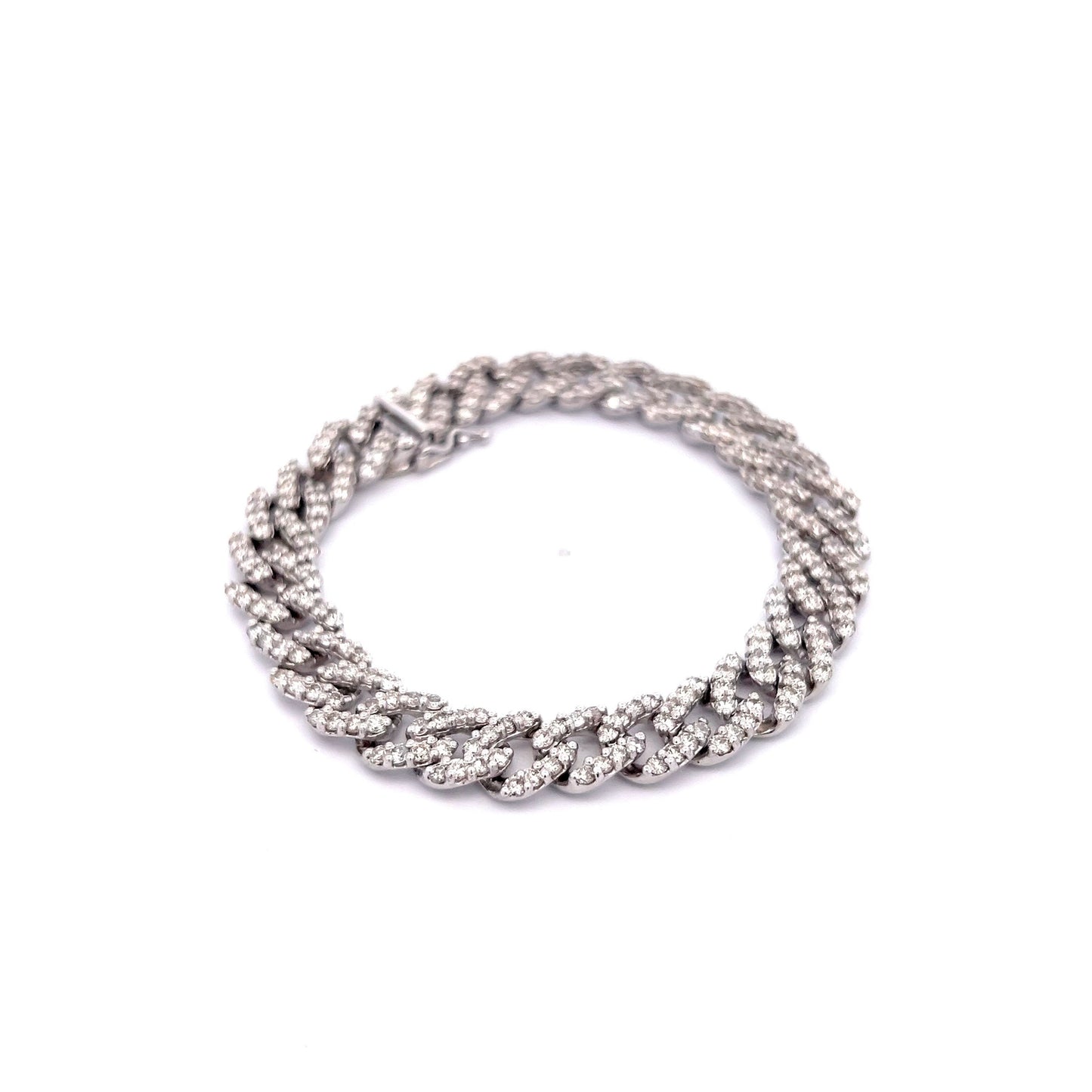 7.25 Cuban Link Diamond Bracelet in 14k White Gold