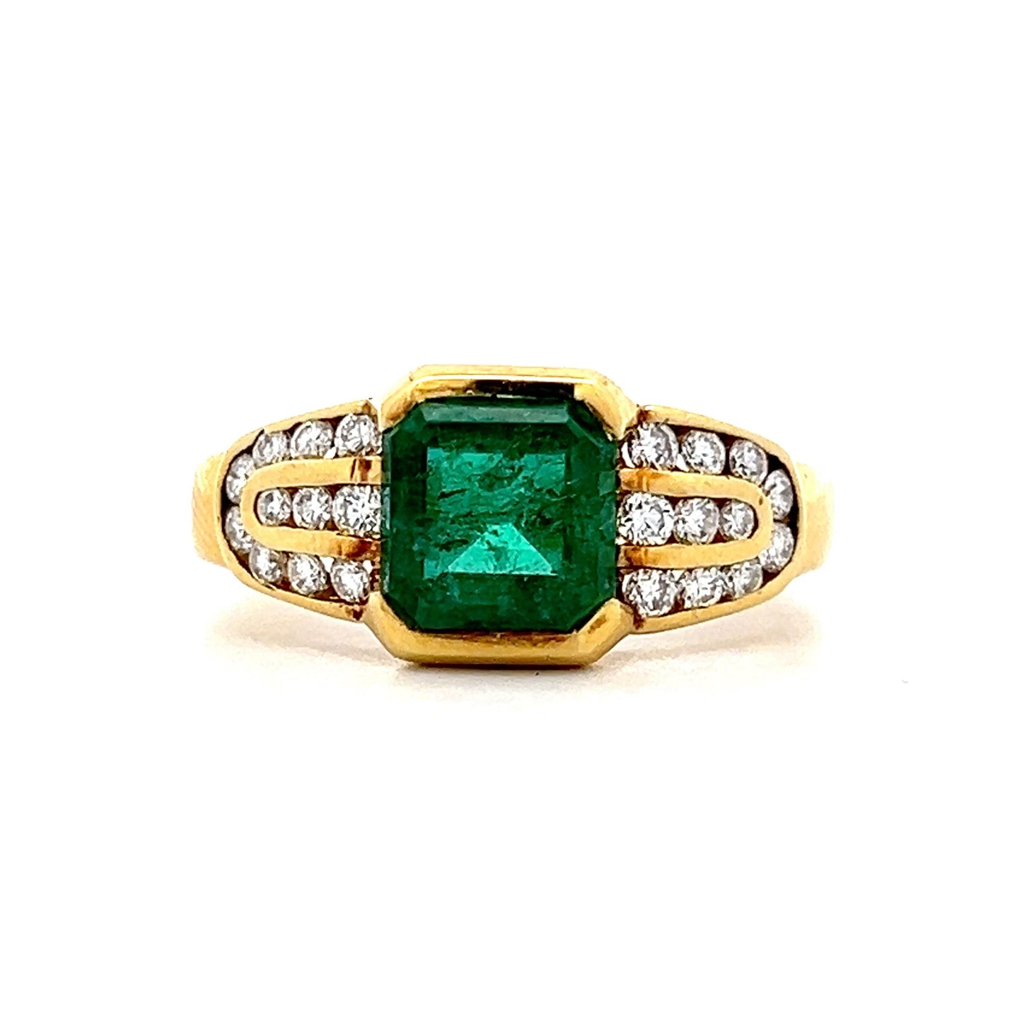 1.42 Square Emerald Engagement Ring in 18k Yellow Gold