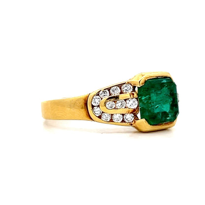 1.42 Square Emerald Engagement Ring in 18k Yellow Gold