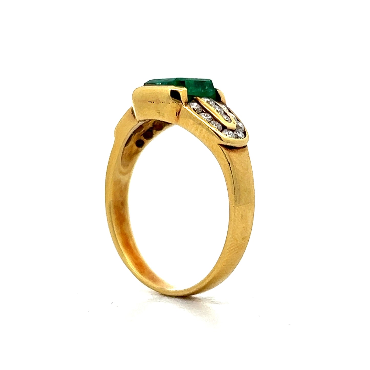 1.42 Square Emerald Engagement Ring in 18k Yellow Gold