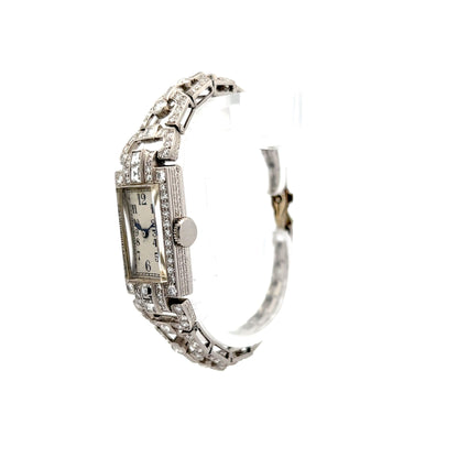 .95 Antique Art Deco Diamond Watch in in 14k White Gold