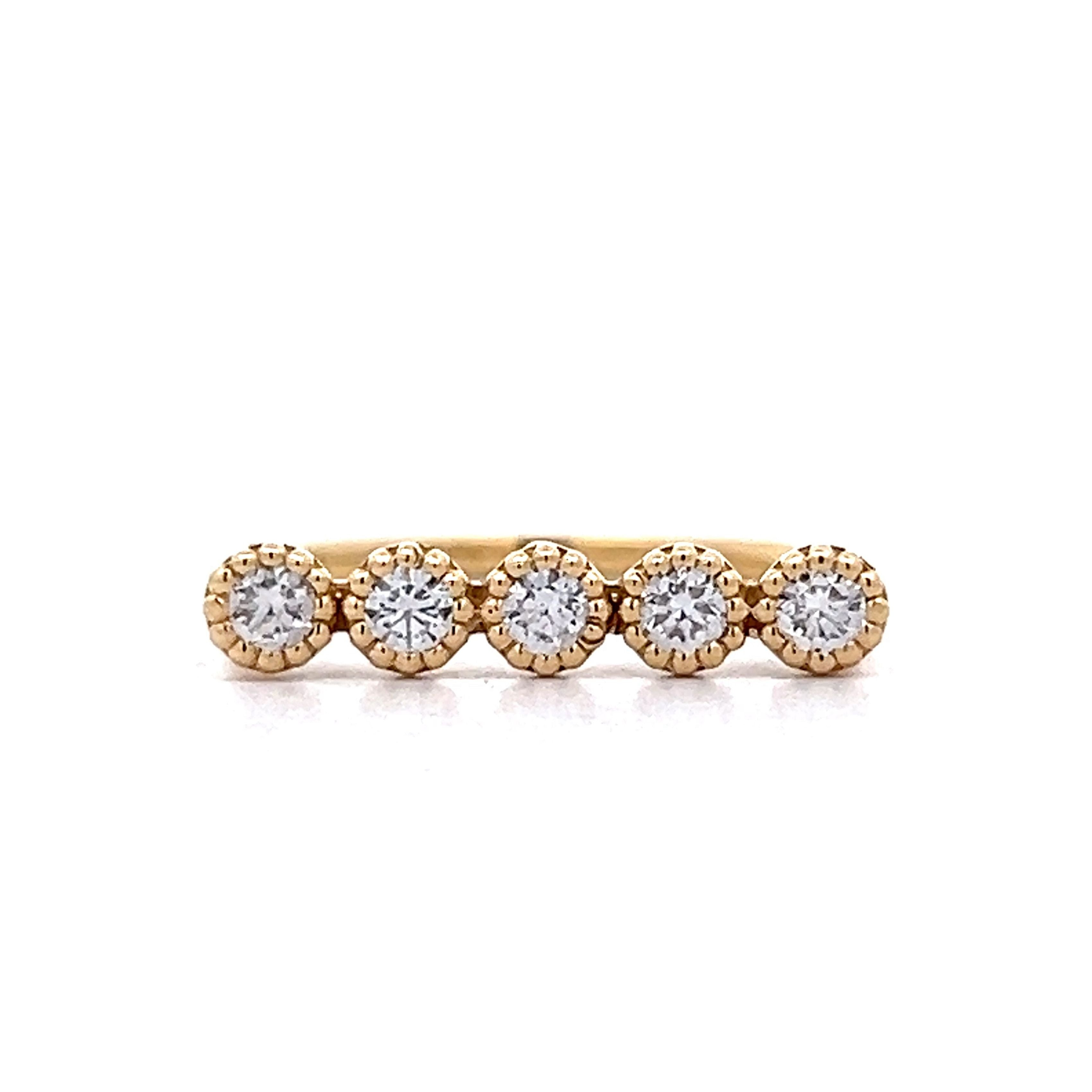 .40 Five Diamond Stackable Ring in 14k Yellow Gold - Filigree Jewelers