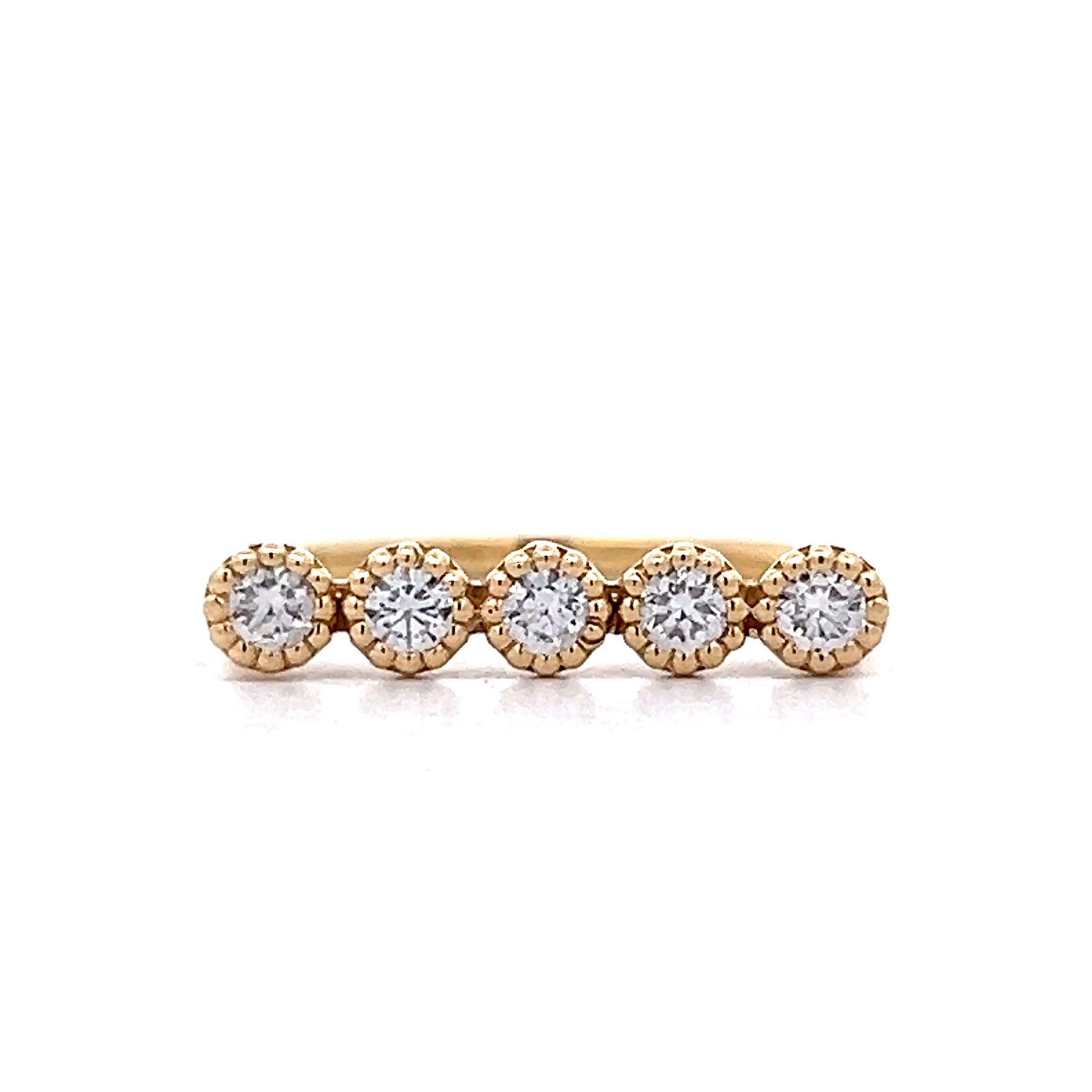 .40 Five Diamond Stackable Ring in 14k Yellow Gold