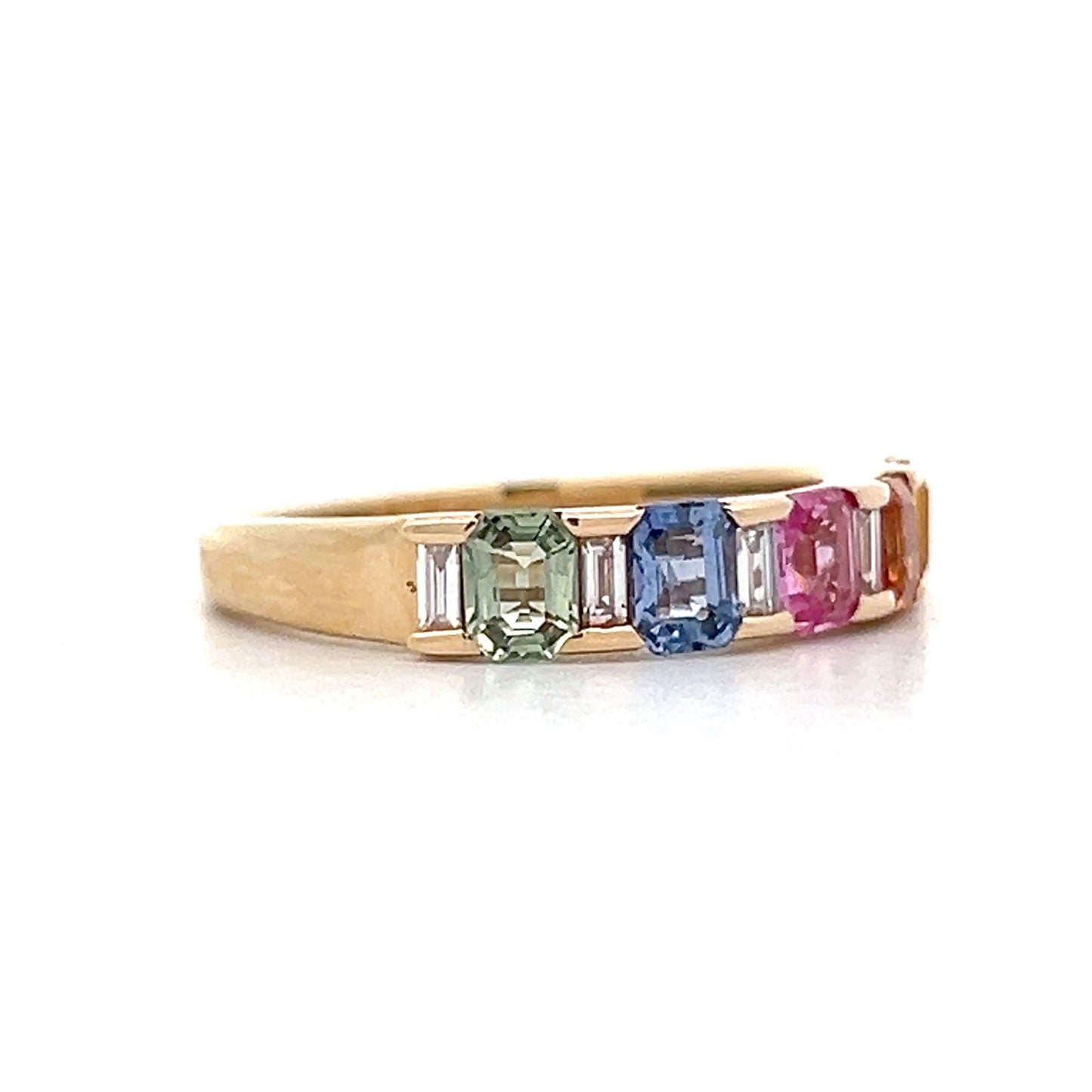 1.39 Rainbow Sapphire Right Hand Ring in 14k Yellow Gold