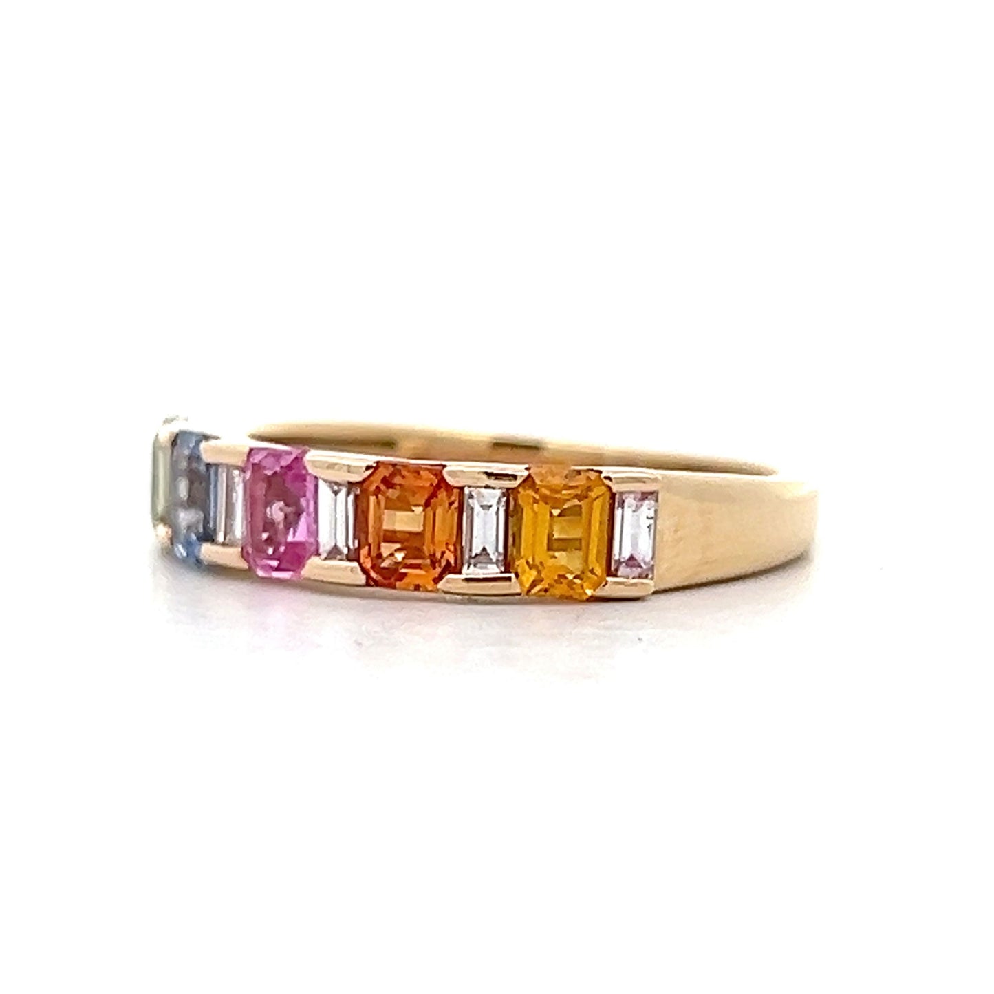 1.39 Rainbow Sapphire Right Hand Ring in 14k Yellow Gold