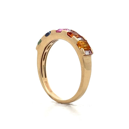 1.39 Rainbow Sapphire Right Hand Ring in 14k Yellow Gold