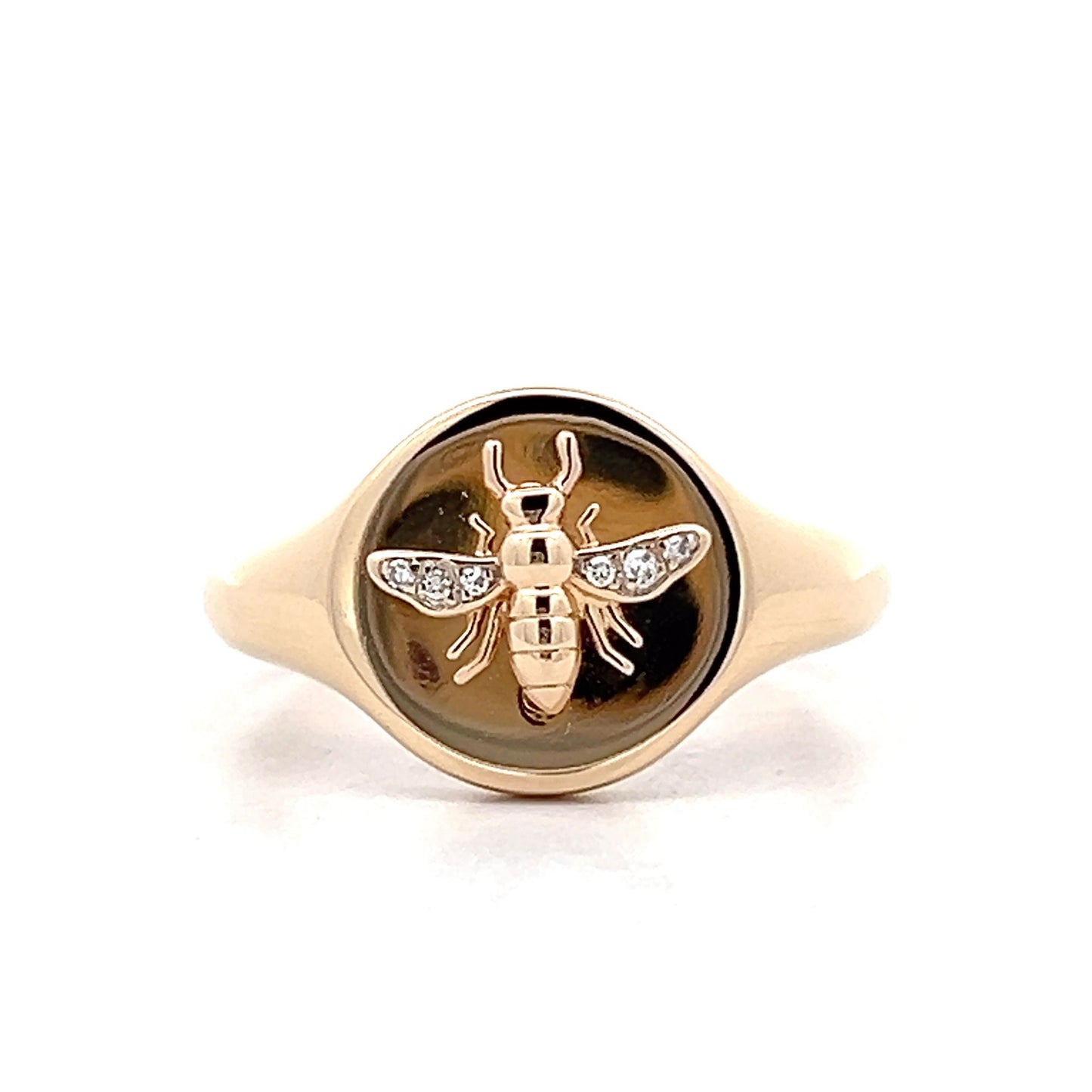 .02 Bumblebee Signet Ring in 14k Yellow Gold