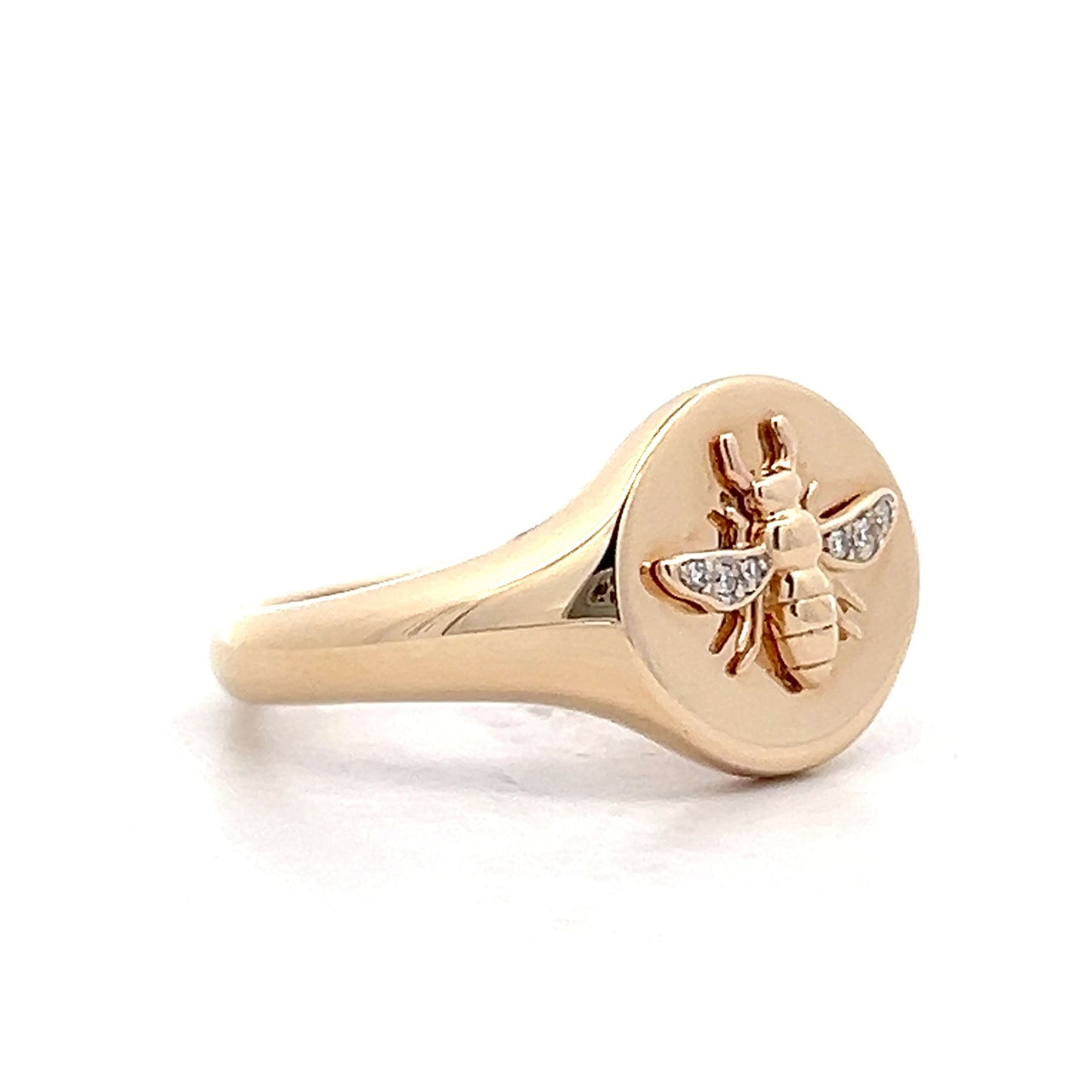 .02 Bumblebee Signet Ring in 14k Yellow Gold