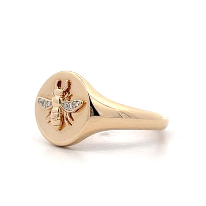 .02 Bumblebee Signet Ring in 14k Yellow Gold