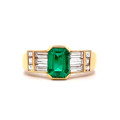 1.25 Emerald Cut Emerald Engagement Ring in 18k