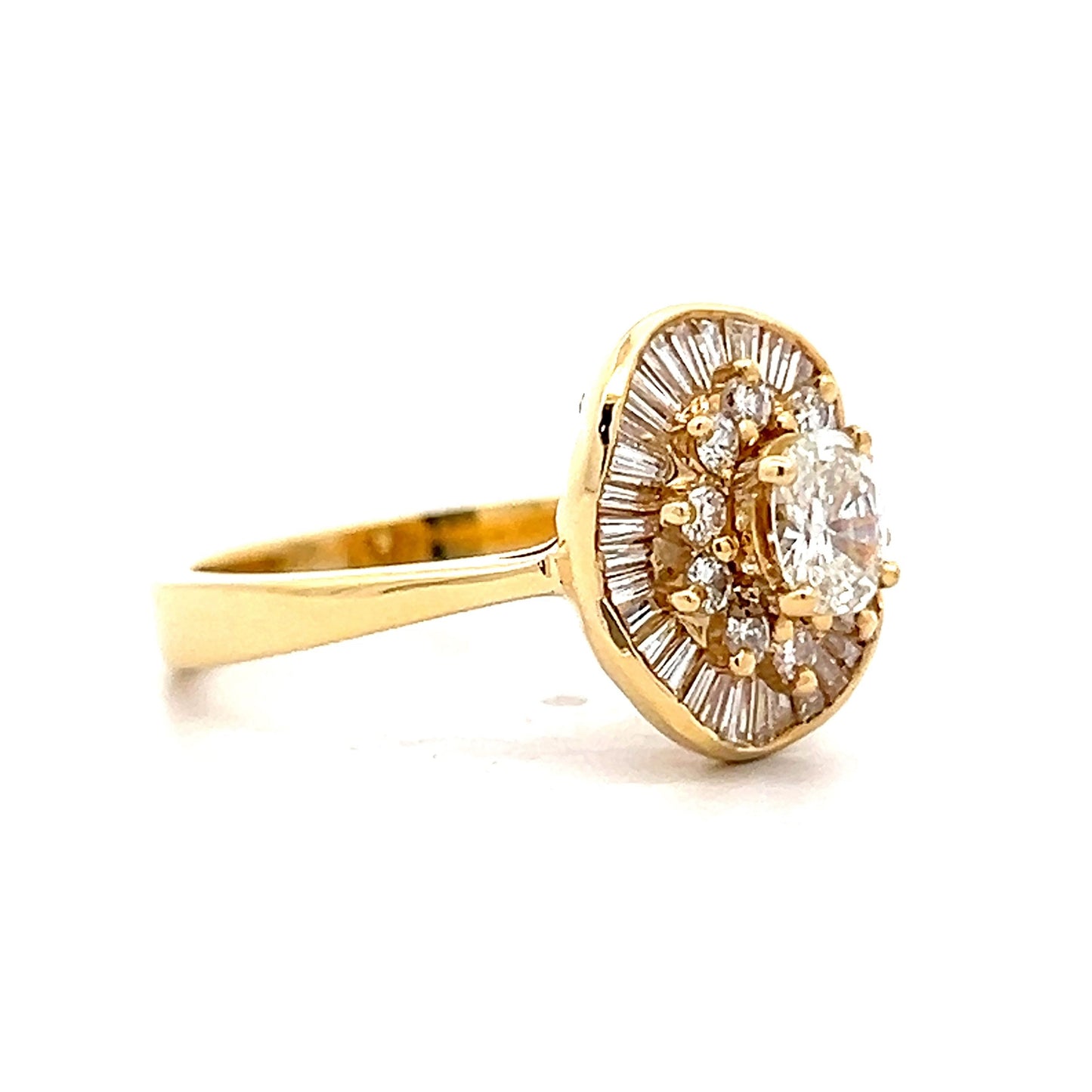 .40 Ballerina Halo Engagement Ring in 18k Yellow Gold