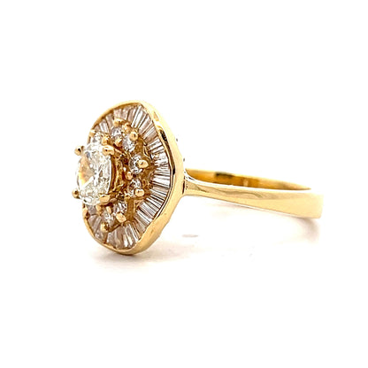 .40 Ballerina Halo Engagement Ring in 18k Yellow Gold