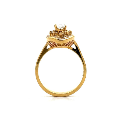 .40 Ballerina Halo Engagement Ring in 18k Yellow Gold