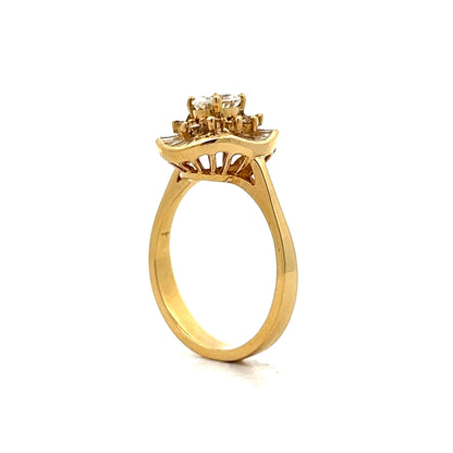 .40 Ballerina Halo Engagement Ring in 18k Yellow Gold