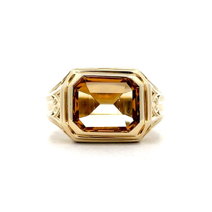 10.30 Men's Emerald Cut Citrine in 14k Yellow Gold