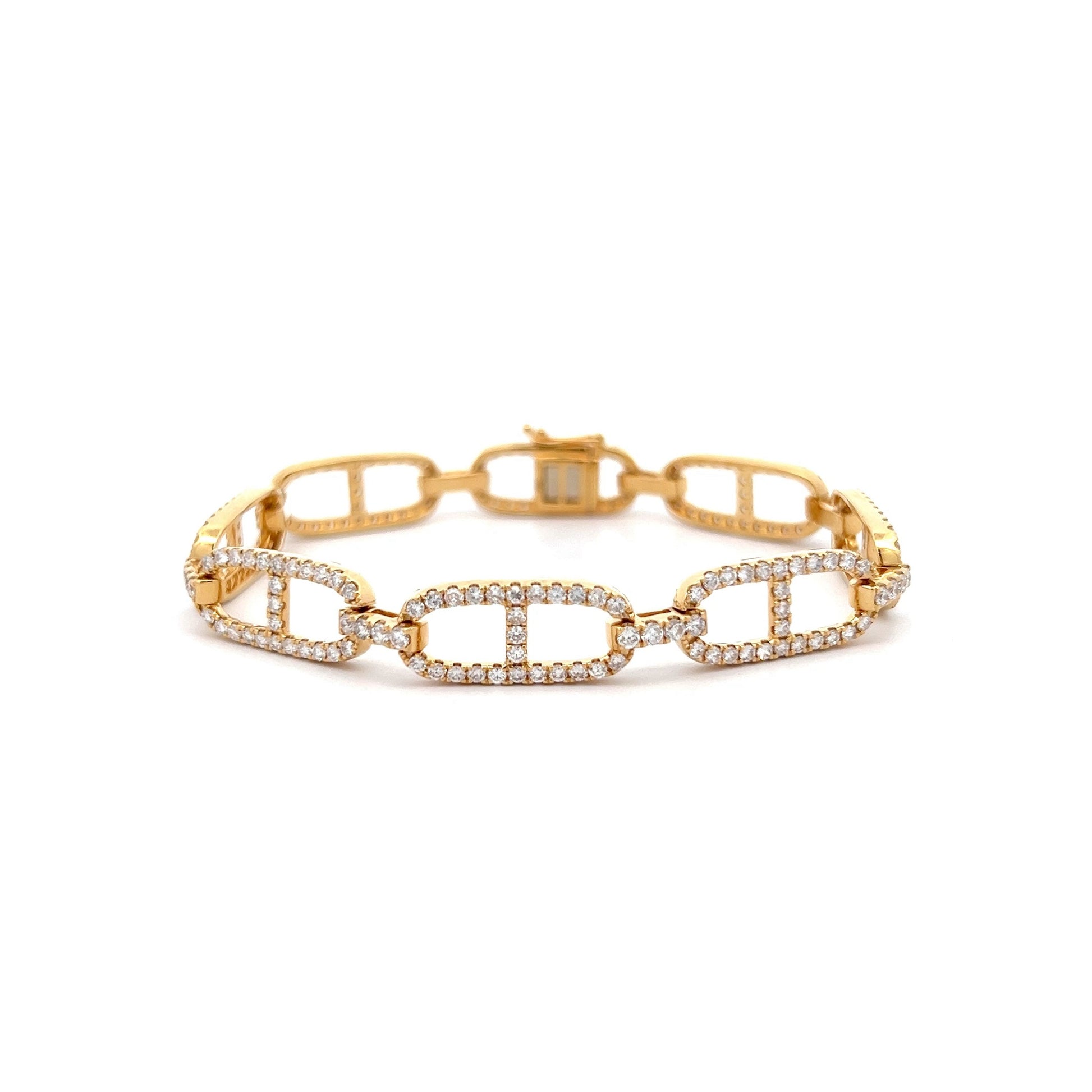 3.85 Mariner Link Diamond Bracelet in 18k Yellow Gold