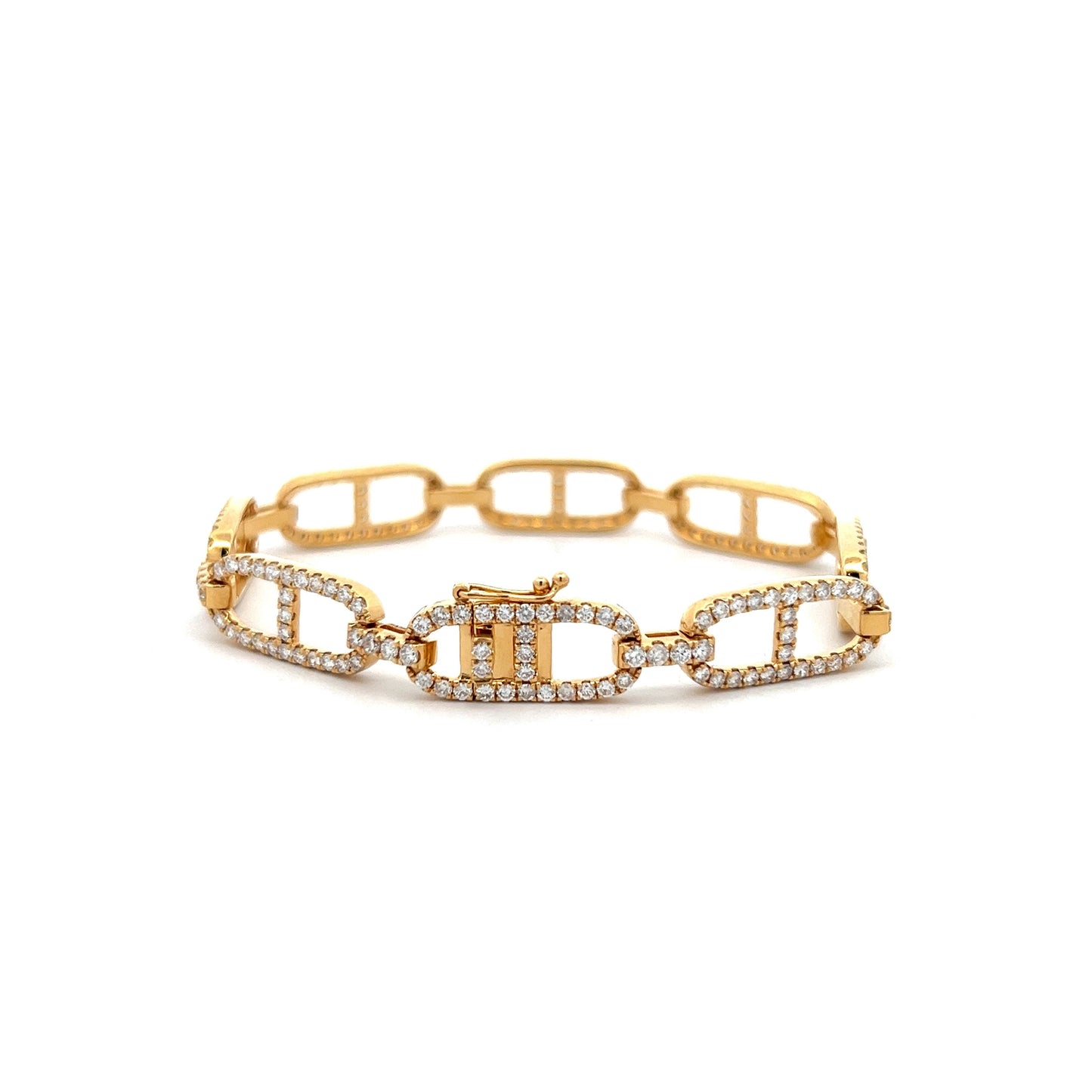 3.85 Mariner Link Diamond Bracelet in 18k Yellow Gold