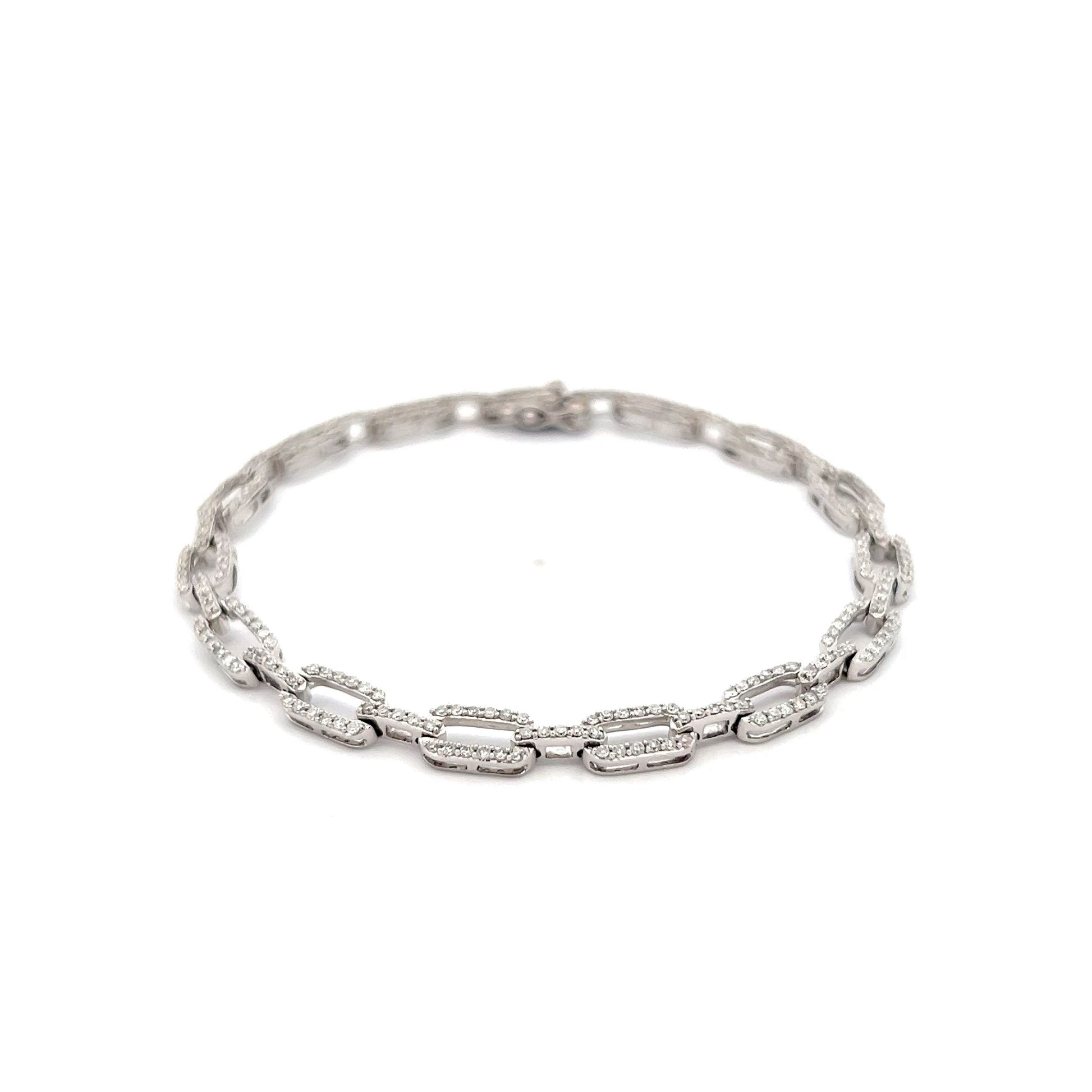 1.50 Paperclip Link Diamond Bracelet Diamonds 14K