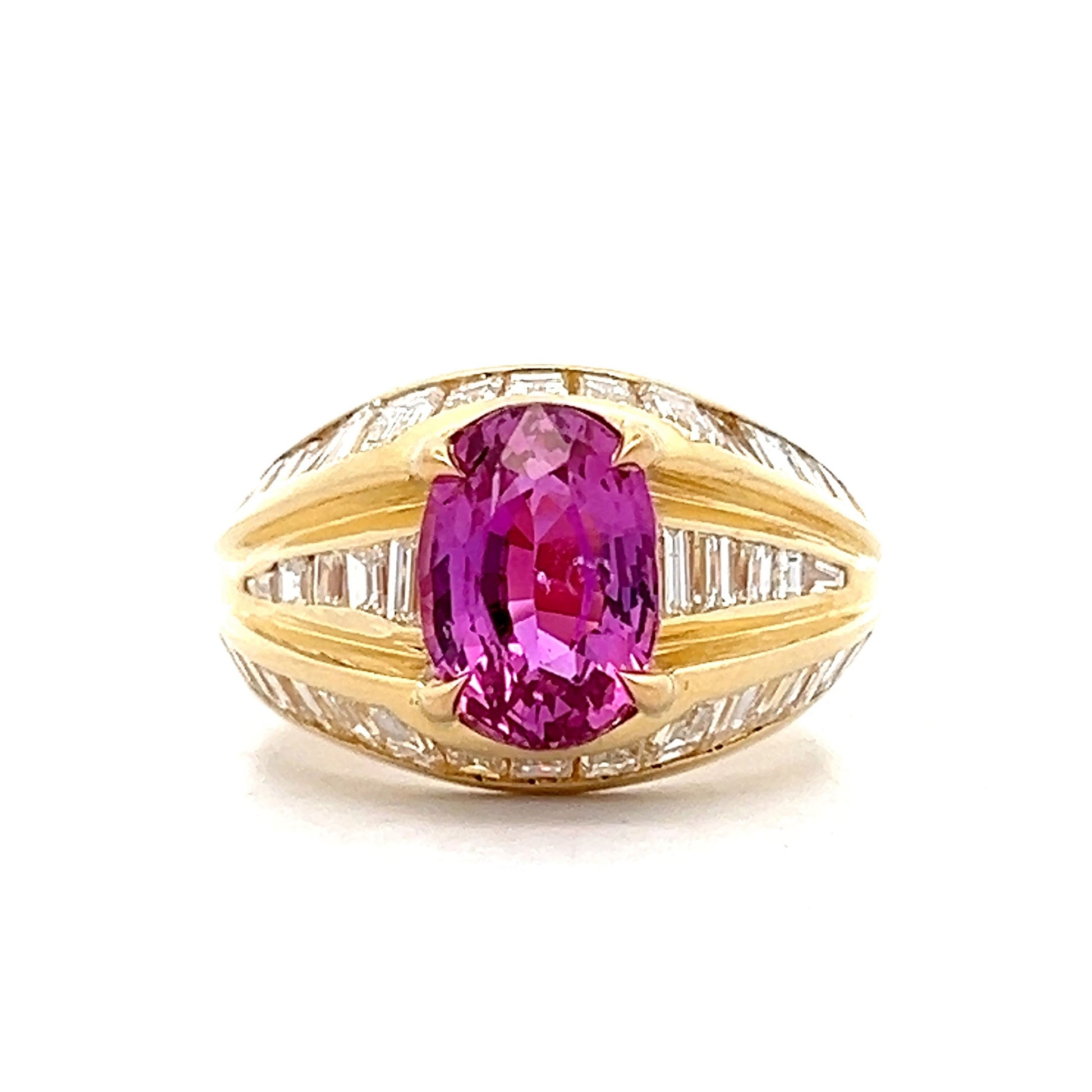 2.71 Pink Sapphire & Diamond Cocktail Ring in 18k