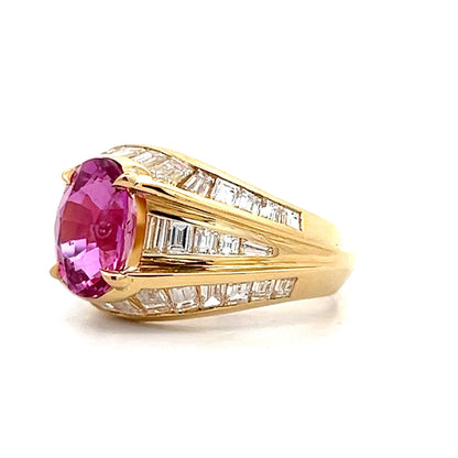 2.71 Pink Sapphire & Diamond Cocktail Ring in 18k