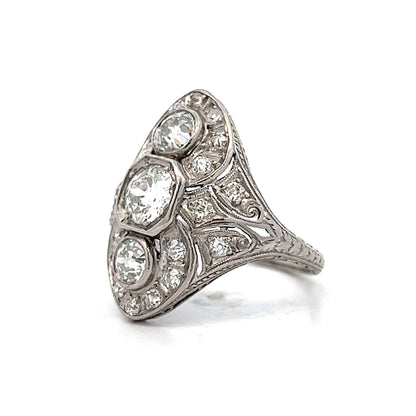 1.66 Vintage Art Deco Diamond Cocktail Ring in Platinum