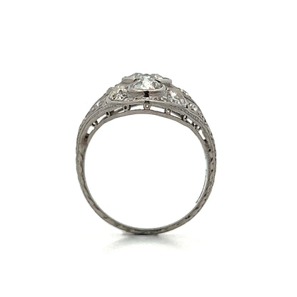 1.66 Vintage Art Deco Diamond Cocktail Ring in Platinum