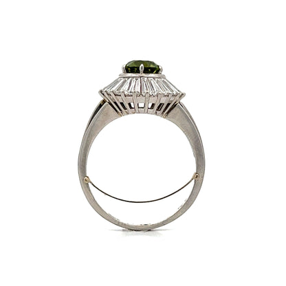 Demantoid Garnet & Diamond Cocktail Ring in Platinum