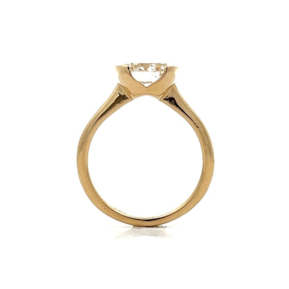 2.13 Half Bezel Diamond Engagement Ring in 14k Yellow Gold