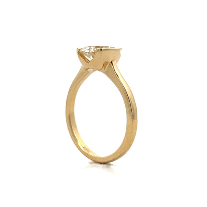 2.13 Half Bezel Diamond Engagement Ring in 14k Yellow Gold