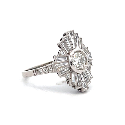 .92 Diamond Ballerina Halo Cocktail Ring in Platinum