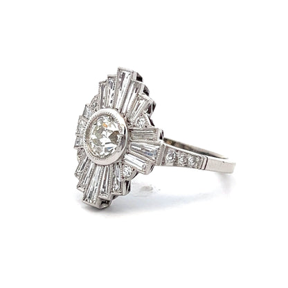 .92 Diamond Ballerina Halo Cocktail Ring in Platinum