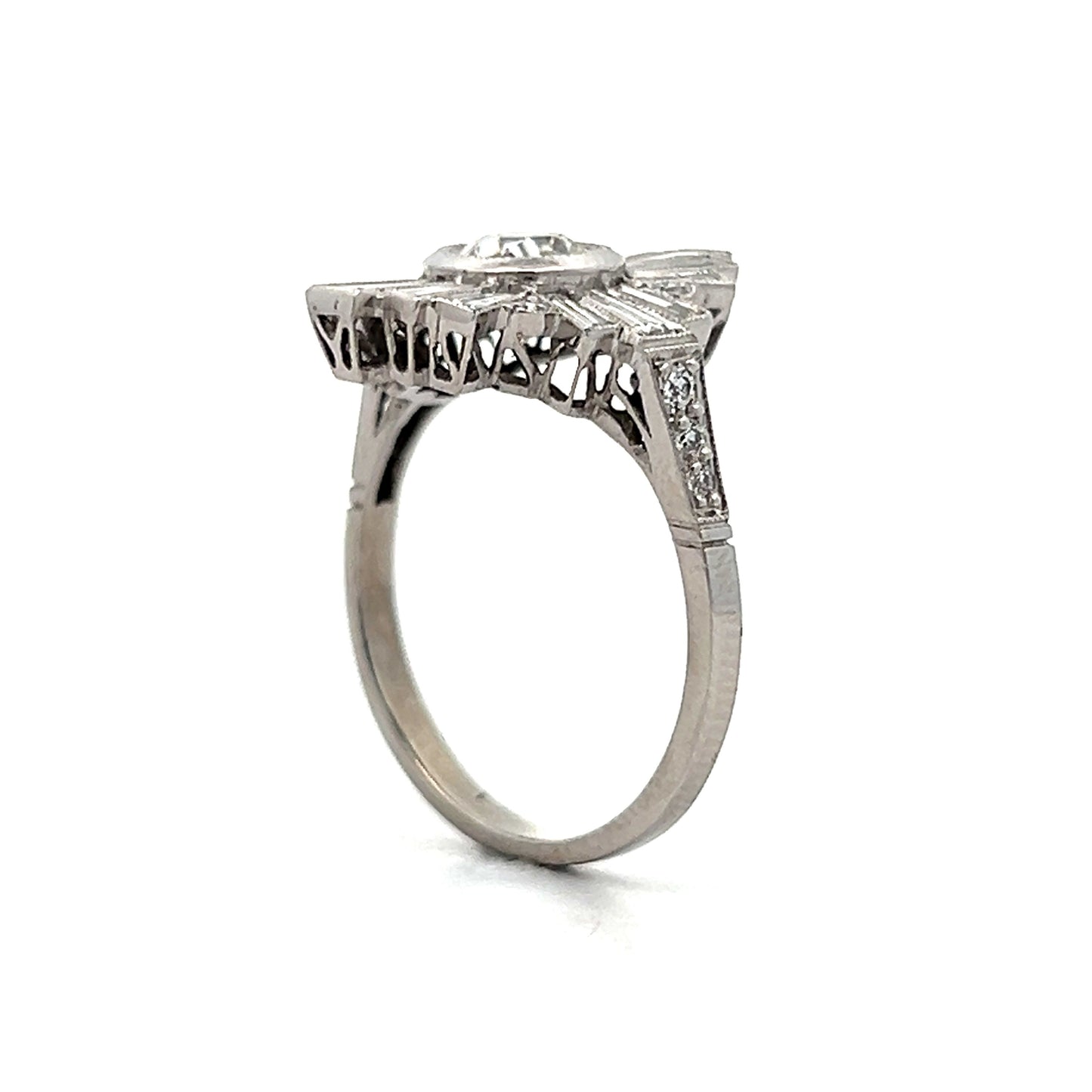 .92 Diamond Ballerina Halo Cocktail Ring in Platinum