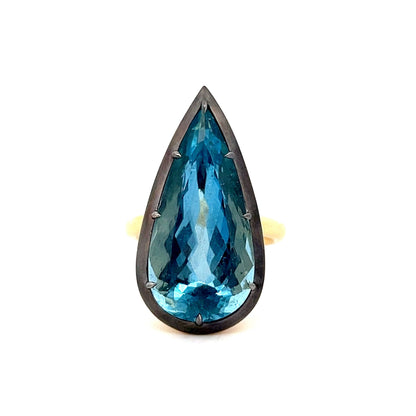 12.94 Vibrant Pear Aquamarine Statement Ring