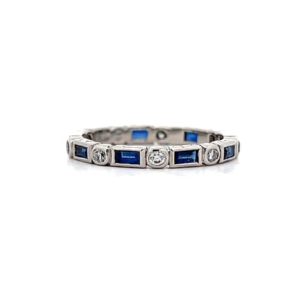 Bezel Set Diamond & Sapphire Band in Platinum