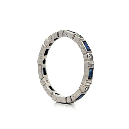 Bezel Set Diamond & Sapphire Band in Platinum