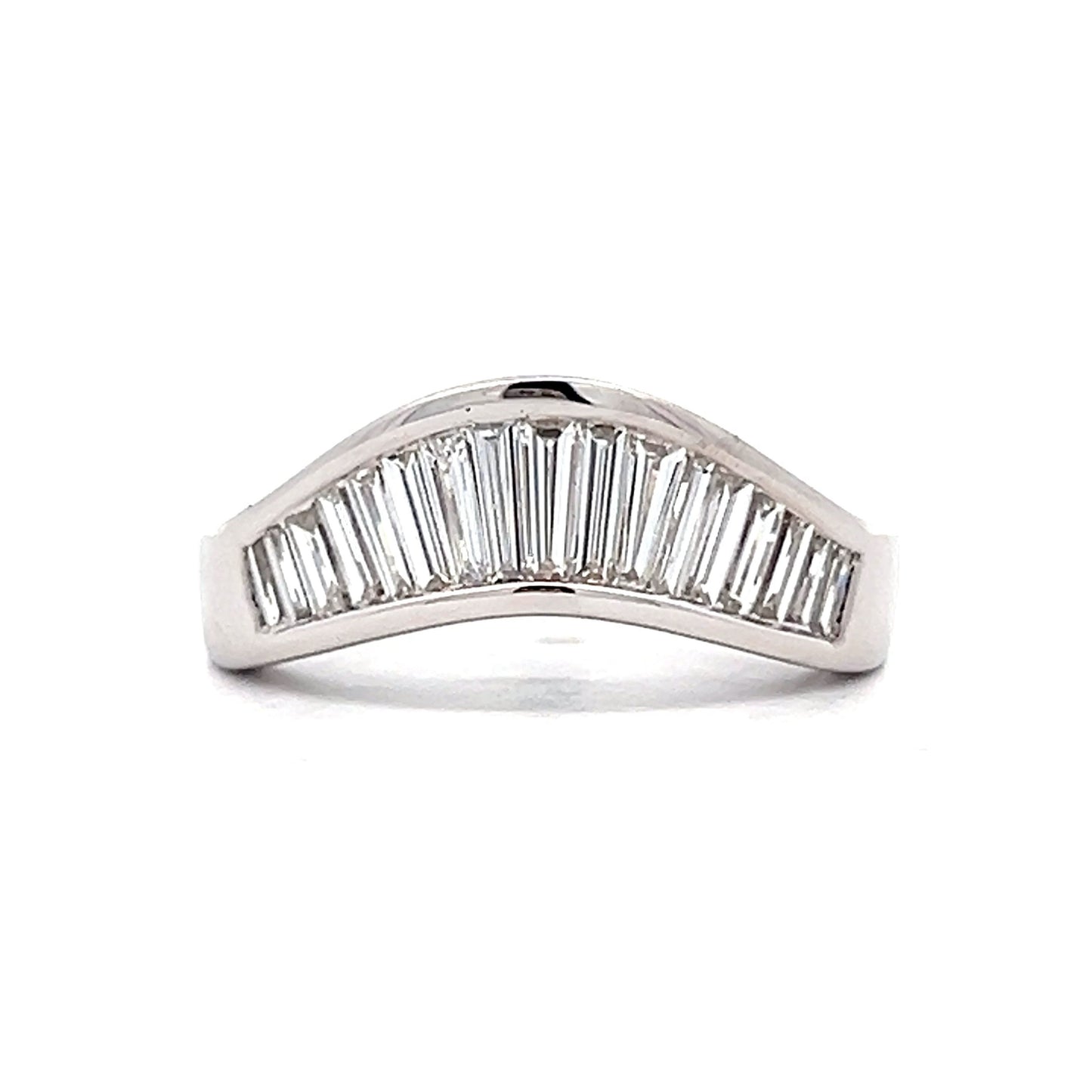 Contoured Tapered Baguette Diamond Band in White Gold