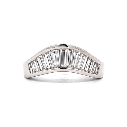 Contoured Tapered Baguette Diamond Band in White Gold