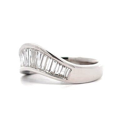 Contoured Tapered Baguette Diamond Band in White Gold