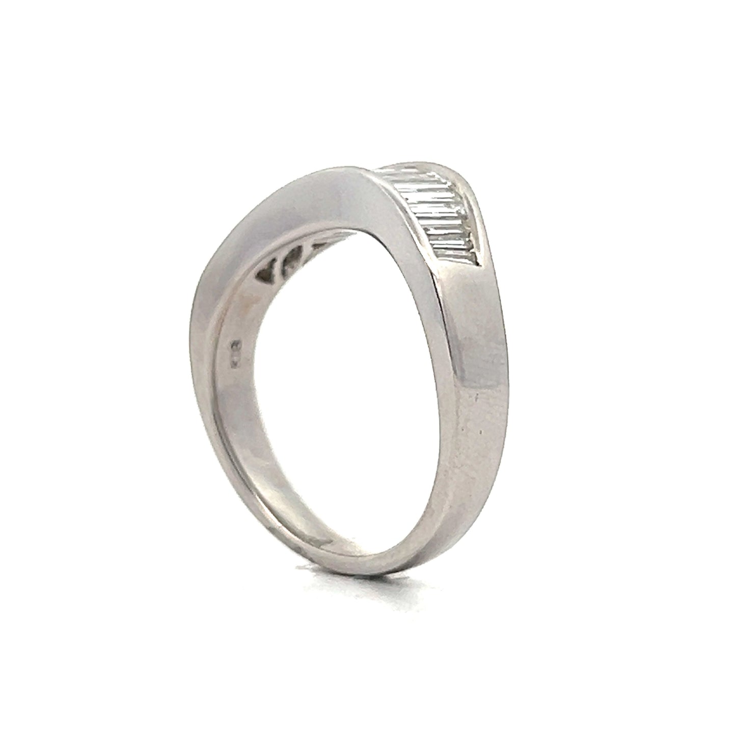 Contoured Tapered Baguette Diamond Band in White Gold