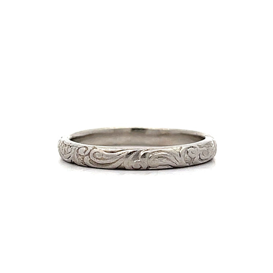 Art Deco Platinum Engraved Wedding Band