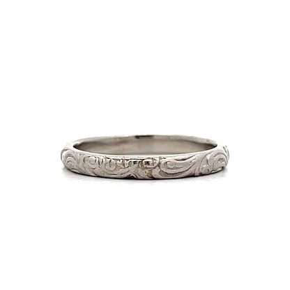 Art Deco Platinum Engraved Wedding Band